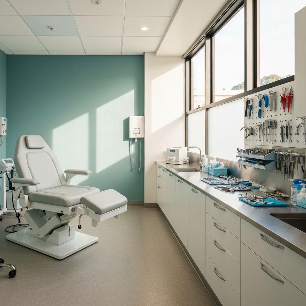 Modern podiatry clinic treatment room